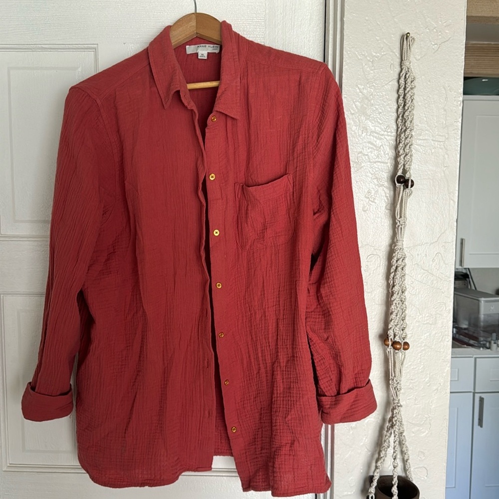 RED BUTTON DOWN SHIRT